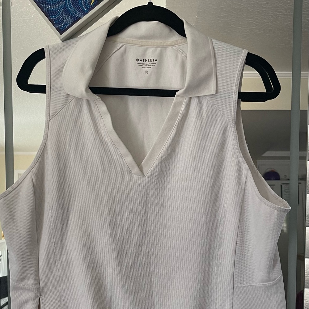 Women’s White Athleta Polo Tank Top with Collar